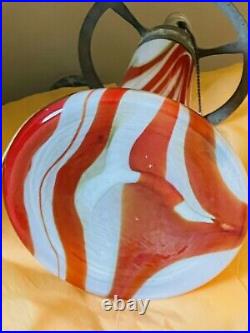 VINTAGE Modern Red Orange Cased Art Glass Lamp Base MCM