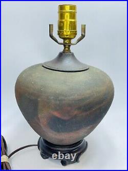 VINTAGE Raku Pottery Table Lamp Ceramic Studio Art 11.75 Decorative Base