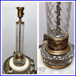VTG 1920s MUTUAL SUNSET LAMP Co Art Deco TORCHIERE Glass Table Lamp-GREEK KEY