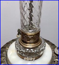 VTG 1920s MUTUAL SUNSET LAMP Co Art Deco TORCHIERE Glass Table Lamp-GREEK KEY