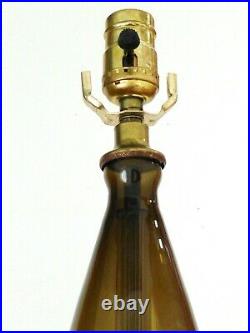 VTG 1930s Art Deco Teardrop Lamp Murano Blown Glass Smoke Brown Brass Base Works