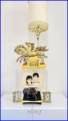 VTG 1950s MID Century Modern Asian Dragon Boat TV Lamp Art Pottery Premco MFG