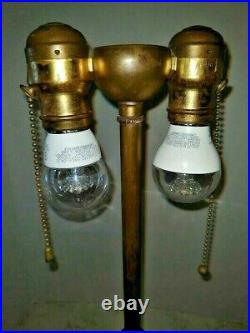 VTG 2-Light Art Deco Nouveau Arts & Craft Mission Rembrandt Table Lamp 1900-1940