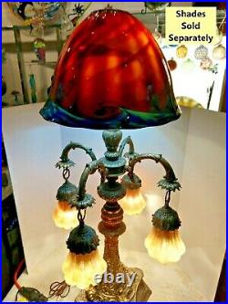 VTG 6-Light Massive Sea Monsters Baroque Arts & Craft Working Lamp 1900-1940