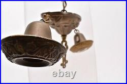 VTG ART DECO Ceiling 2 Light Lamp Fixture hanging Nouveau chandelier Antique