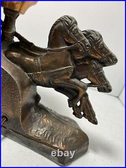 VTG ART DECO EGYPTIAN LAMP Chariot Horses