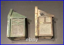 VTG Antique Porch Light Pair Lamp Arts & Crafts Mission Gothic 2 Lights