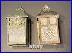 VTG Antique Porch Light Pair Lamp Arts & Crafts Mission Gothic 2 Lights