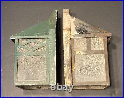 VTG Antique Porch Light Pair Lamp Arts & Crafts Mission Gothic 2 Lights