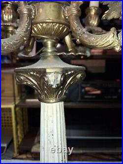 VTG Antique Table Lamp Art Nouveau Metal 5 Arm Candelabra Light LARGE