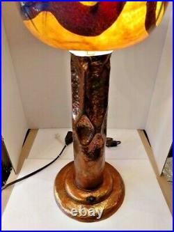 VTG Art Deco Arts & Craft Mission Massive Hand-Formed Hammered Copper Lamp