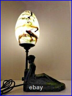 VTG Art Deco Frankart Nuart Female Figure Lamp 1900-1940 Art Glass Shade 2021
