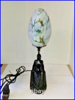 VTG Art Deco Frankart Nuart Female Figure Lamp 1900-1940 Art Glass Shade 2021