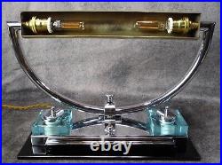 VTG Art Deco Lamp Desk Set of Chrome/Brass/Glass c. 1925 France -Rohde Deskey Era