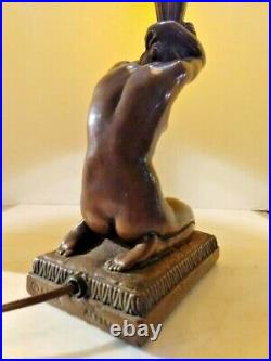 VTG Art Deco Nouveau KBW Art Bronze Fem Figure Lamp 1900-1917 Glass Shade 2004