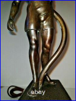 VTG Art Deco Nouveau Male Figure Athlete Lamp 1900-1940 Art Glass Shade Optional