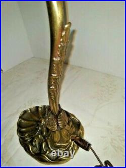 VTG Art Nouveau Arts & Craft Heavy Cast Brass Water Lily Reading Lamp 1900-1940