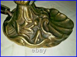 VTG Art Nouveau Arts & Craft Heavy Cast Brass Water Lily Reading Lamp 1900-1940