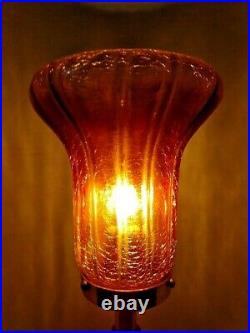 VTG Art Nouveau Arts & Craft Maiden Lamp 1900-1940 + Crackled Art Glass Shade