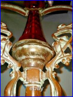 VTG Art Nouveau Deco Arts & Craft 3-Bronze Dragon Serpent Feet Lamp 1900-1940