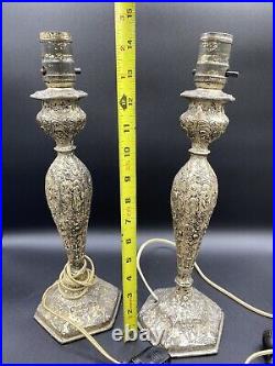 VTG Art Nouveau Table lamps. Colonial Themed Beautiful Pair Lamp. 14 Tall