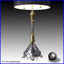 VTG Avante-Garde American Art Deco Tall Lamp of Chrome & Brass c. 1930 RESTORED