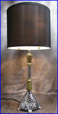 VTG Avante-Garde American Art Deco Tall Lamp of Chrome & Brass c. 1930 RESTORED