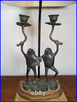 VTG Bronze Frederick Cooper Chicago Frogs Table Lamp. Very Rare
