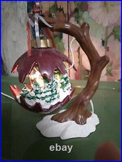 VTG Ceramic FOLK ART RARE CHRISTMAS Ornament SANTA SKI Carnival Gloss TV LAMP