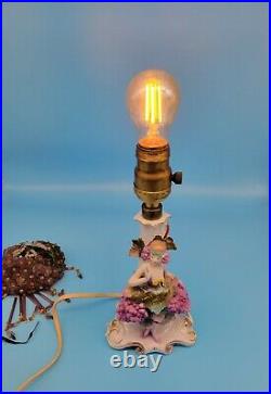 VTG German Carl Schneiders Porcelain Art Deco Lady Grape Flapper Boudoir Lamp