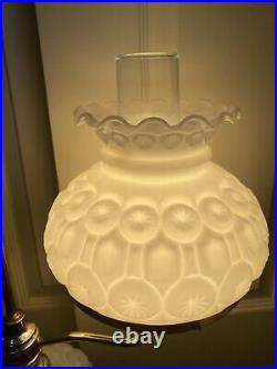 VTG LE Smith Art Glass Moon and Stars Milk Glass 24 Electric Student Lamp
