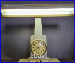VTG LITEMASTER EXECUTOR Clock Desk Lamp WORKS Art Specialty Co. Chicago Mass USA