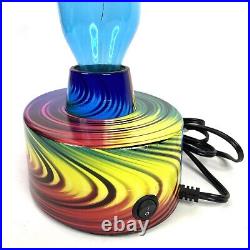 VTG Lumisource Electra Plasma Lamp Multicolor Art Glass Twisted Swirl Light RARE