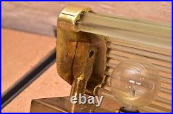 VTG MCM Art Deco Brass & Glass Rod Light Wall Sconce Lamp Hollywood Regency 36