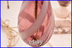 VTG Mid-Century Modern Italian Swirl Murano Art Glass Lamps a Pair W Marble Base