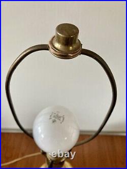 VTG Mid-Century Murano-style Art Glass Table Lamp Ribbon Honey Amber Swirl
