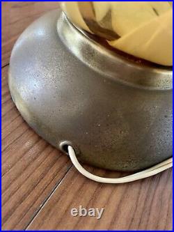VTG Mid-Century Murano-style Art Glass Table Lamp Ribbon Honey Amber Swirl