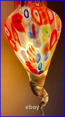 VTG Millefiori Murano Style Art Glass Hanging Pendant Lamp Single Light Fixture