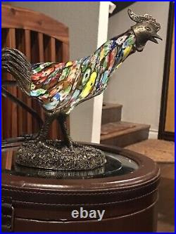 VTG Murano Art Glass Millefiori Murines colored Bird Rooster Table Lamp 10 long