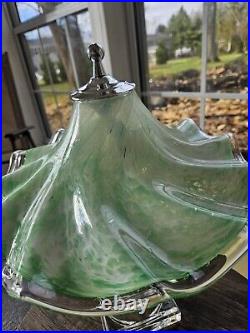 VTG Murano Italy Green Opaque Swirl Art Glass Lamp Hand-blown Estate Find RARE