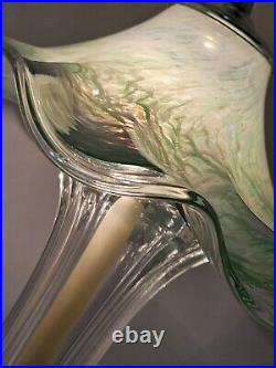 VTG Murano Italy Green Opaque Swirl Art Glass Lamp Hand-blown Estate Find RARE