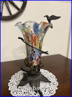 VTG Murano Millefiori Murines Hummingbird Lamp Hand Blown Art Glass Design