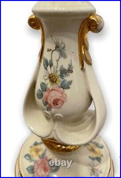 VTG Pair 1930s Art Deco Porcelier Harmony House Porcelain Lamps Floral Victorian