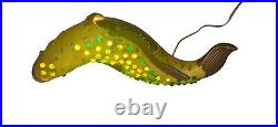 VTG RETRO CERAMIC ART KOI-CARP FISH 19 Yellow IRIDESCENT CRACKED MARBLE TV LAMP
