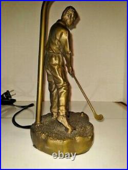 VTG Repro Art Nouveau Arts & Craft Golfer Lamp Post-1940 & Glass Golf Ball Shade