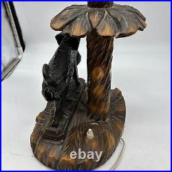 VTG Rhon Sepp Lamp Hand Carved Black Forest Wood Folk Art Germany Wild Boar Pig