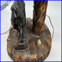 VTG Rhon Sepp Lamp Hand Carved Black Forest Wood Folk Art Germany Wild Boar Pig