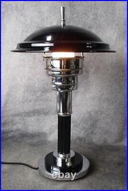 VTG Skyscraper Art Deco Machine Age Black & Chrome Lamp c. 1935 RESTORED