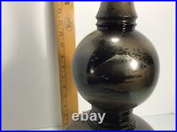 VTG TALL Chokin Etched Art Patina? Metal Japanese brass signed table lamp light