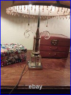 V ery Vintage OOAK Art Deco Table Lamp Brass & Heavy Glass MSLC 3737